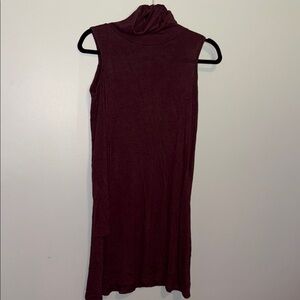 American Eagle Cold Shoulder Burgundy Turtleneck Dress